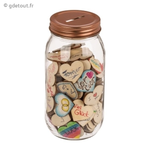 Jar de V&oelig;ux avec C&oelig;urs en Bois 