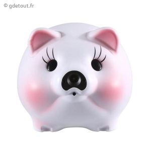 Tirelire cochon blanche camera espion Full HD 1080P Wifi
