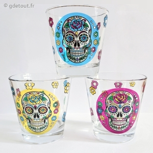 Lot 3 Verres T&ecirc;te de Mort Mexicaine 25 cL