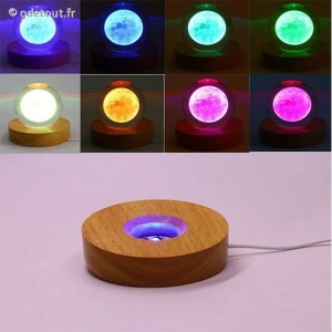 Base en Bois Eclairage Led Couleurs Avec Télécommande