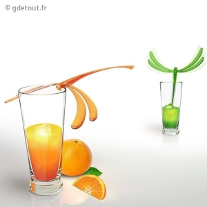 Touillettes Marque-Verres Libellule 4 Couleurs