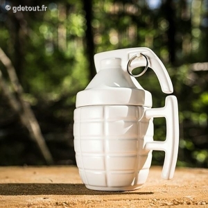Mug Grenade Blanche avec Couvercle