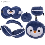 Coussin de Voyage Pingouin avec Masque Yeux pour Enfant