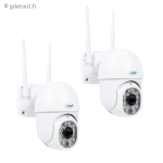 Cam&eacute;ra WiFi PTZ 4MP vision nocturne d&eacute;tection mouvement x2