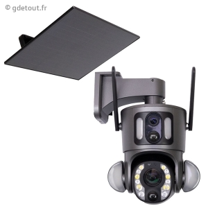 Cam&eacute;ra surveillance WiFi double objectif 2MP solaire vision nocturne 