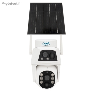 Cam&eacute;ra 4G PTZ solaire double objectif d&eacute;tection mouvement