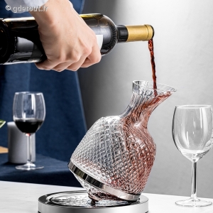 Décanteur à Vin Rotatif 360° 1,5L en Verre Cristal Soufflé