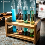Set de 4 Tubes &agrave; Essai Shooters et Support Bois
