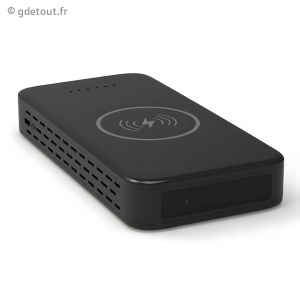 Batterie externe cam&eacute;ra WiFi 1080P avec charge sans fil et d&eacute;tection
