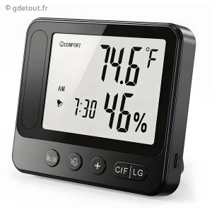 Réveil thermomètre caméra WiFi 4K avec hygromètre et détection de
